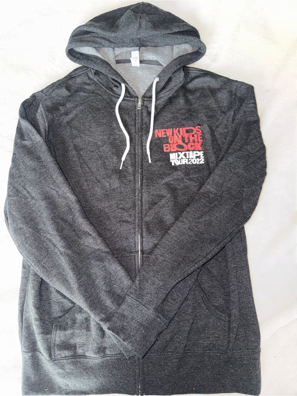 Charcoal Zip-Up Hoodie with Red Logo